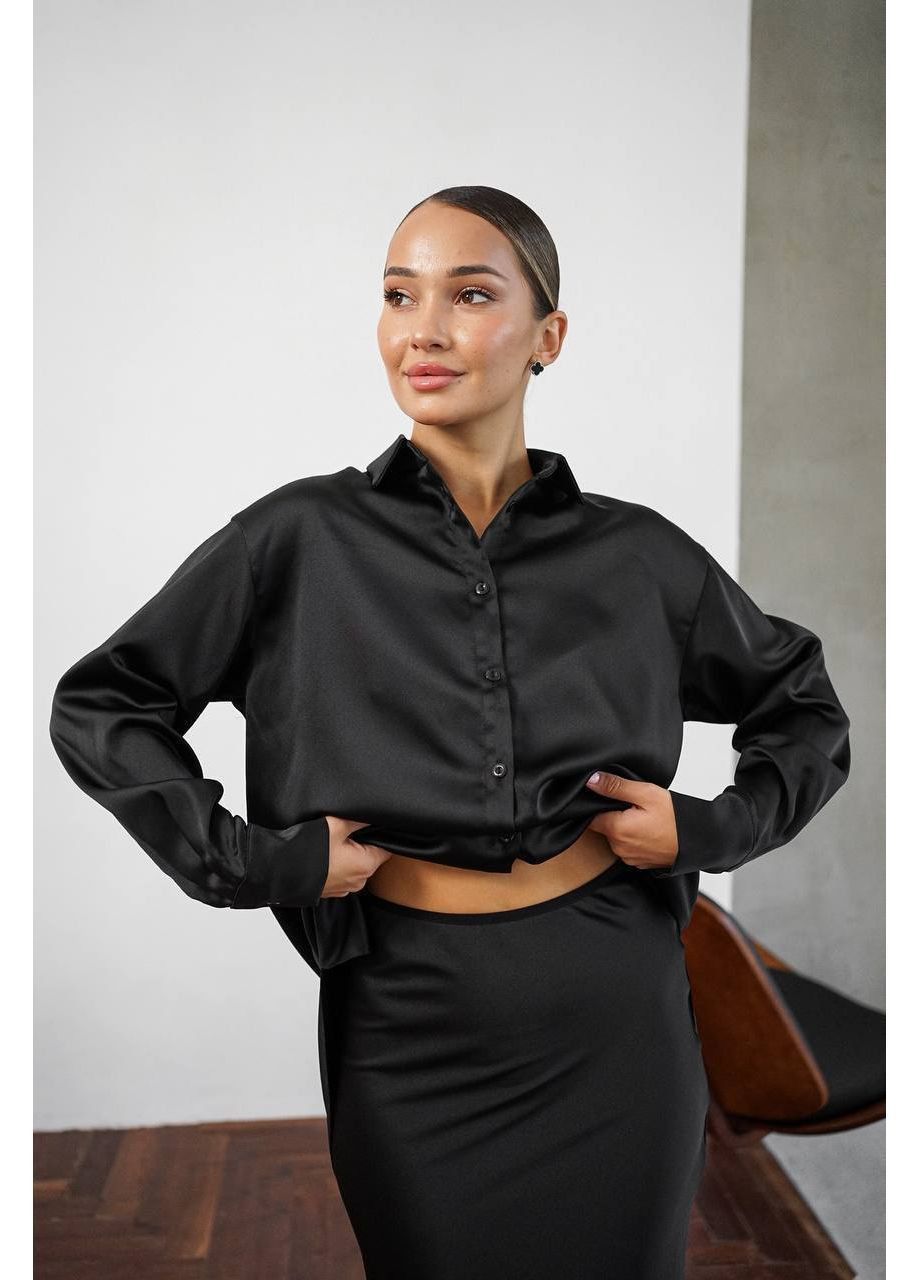 Черная классическая рубашка MonCher с длинным рукавом