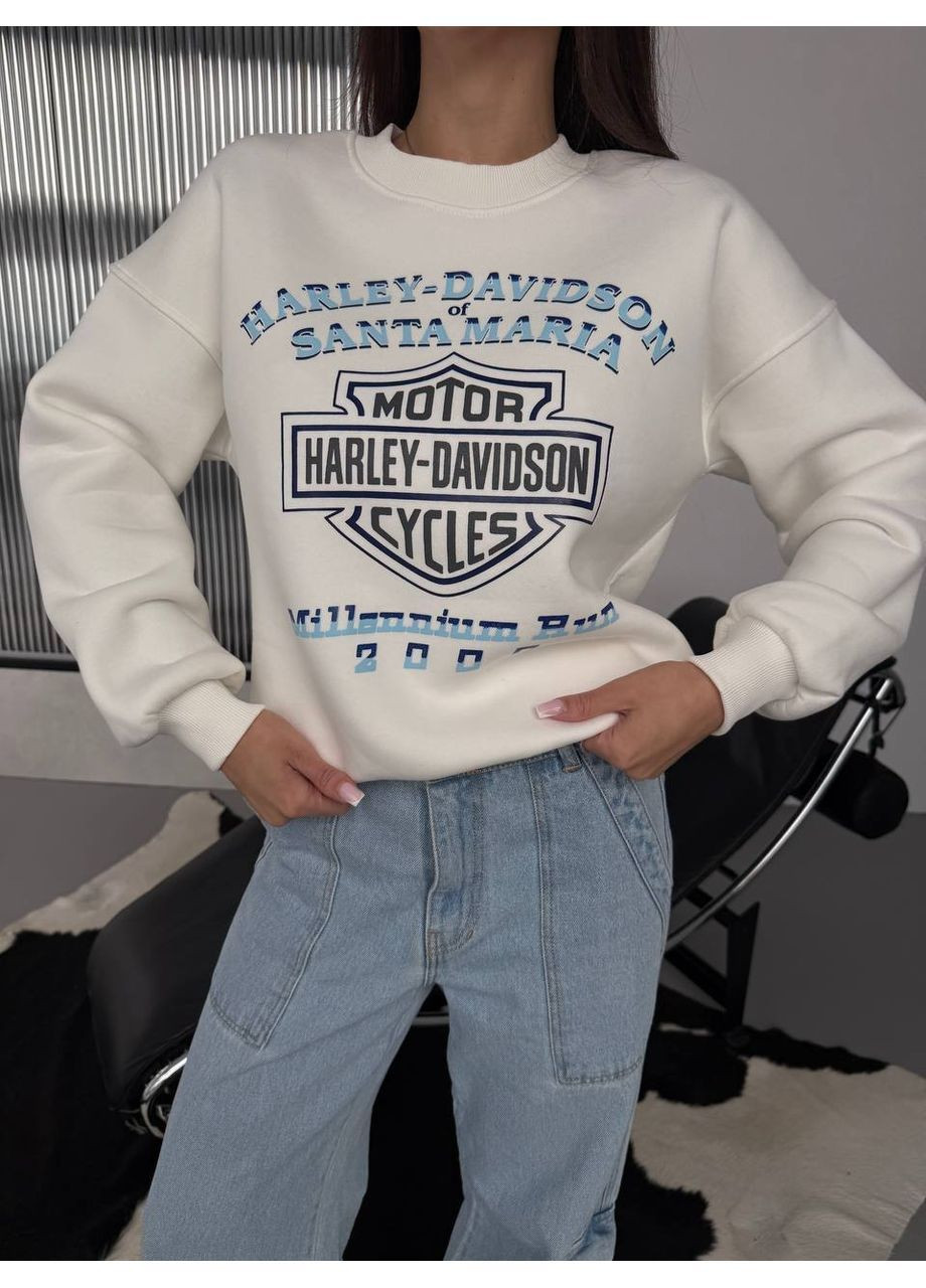 Молочний світшот жіночий Гермес напис без декору (366074825)