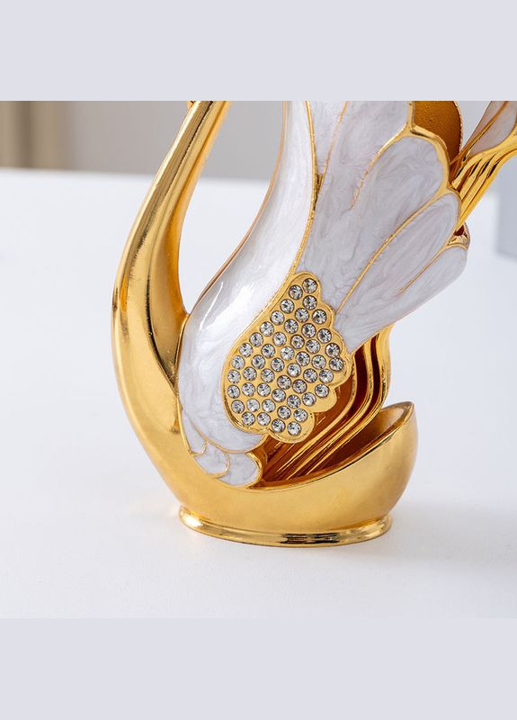 Набор из 6 кофейных/чайных ложек и изящной подставки в виде лебедя с имитацией перламутра Золотого цвета No Brand (336884614)