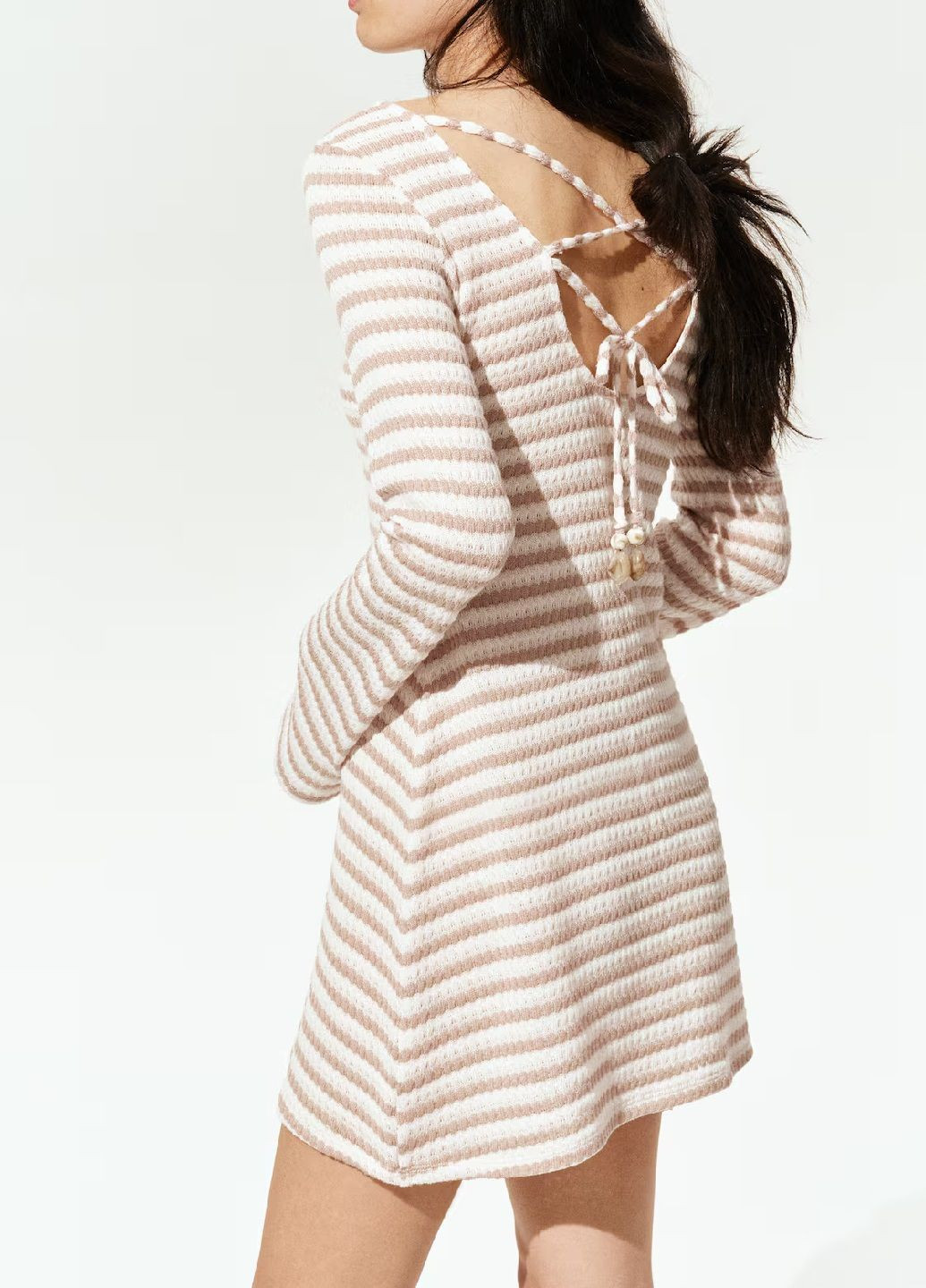 Бежева кежуал сукня H&M в смужку