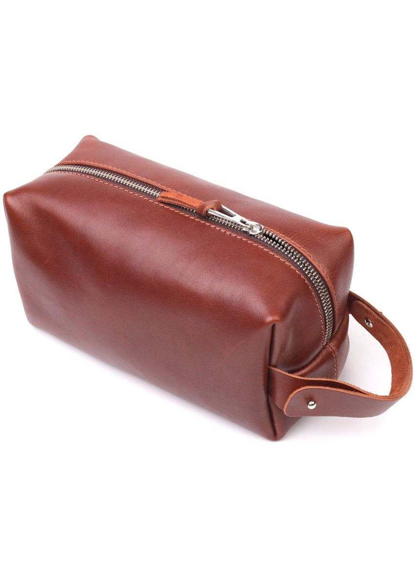 Мужская косметичка большого размера из гладкой кожи на молнии Украина светло-коричневая 16769 Grande Pelle (362418382)