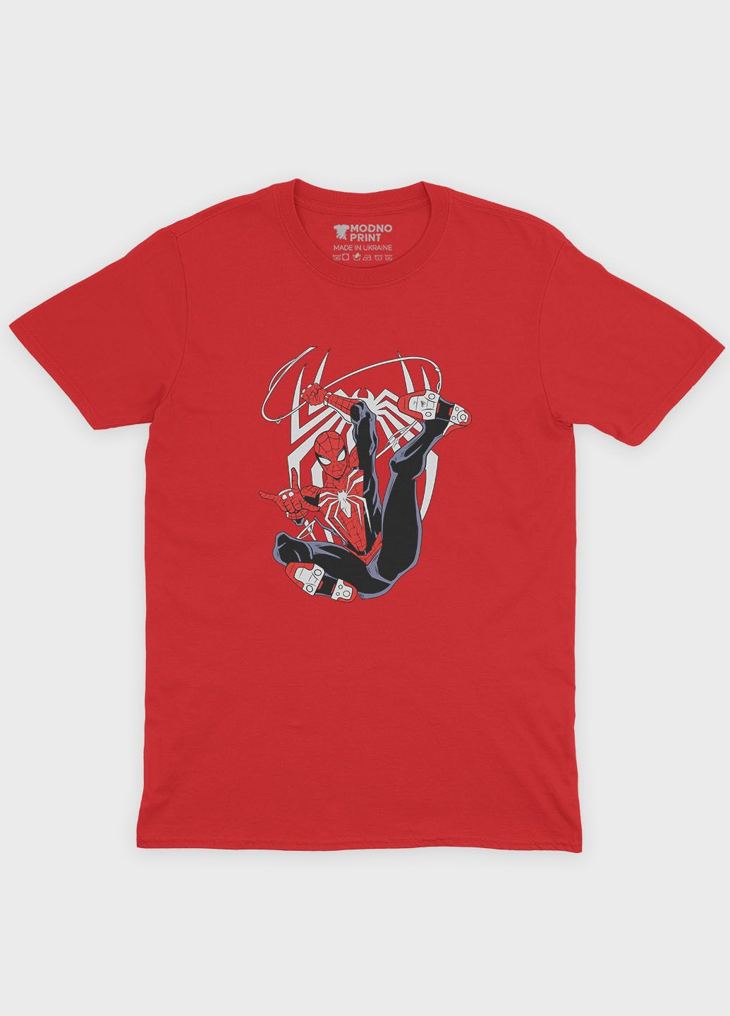 Красная демисезонная футболка для мальчика с принтом супергероя - человек-паук (ts001-1-sre-006-014-025-b) Modno
