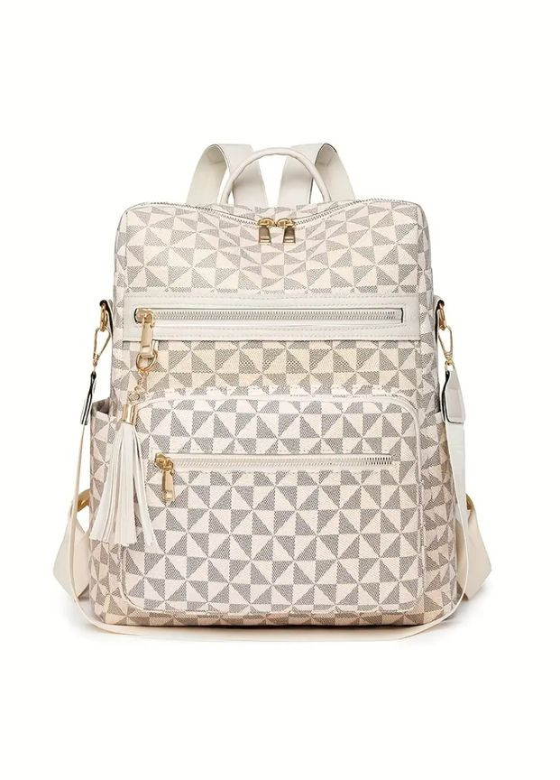 Рюкзак сумка женский городской, кожаный. Бежевый No Brand (325696317)