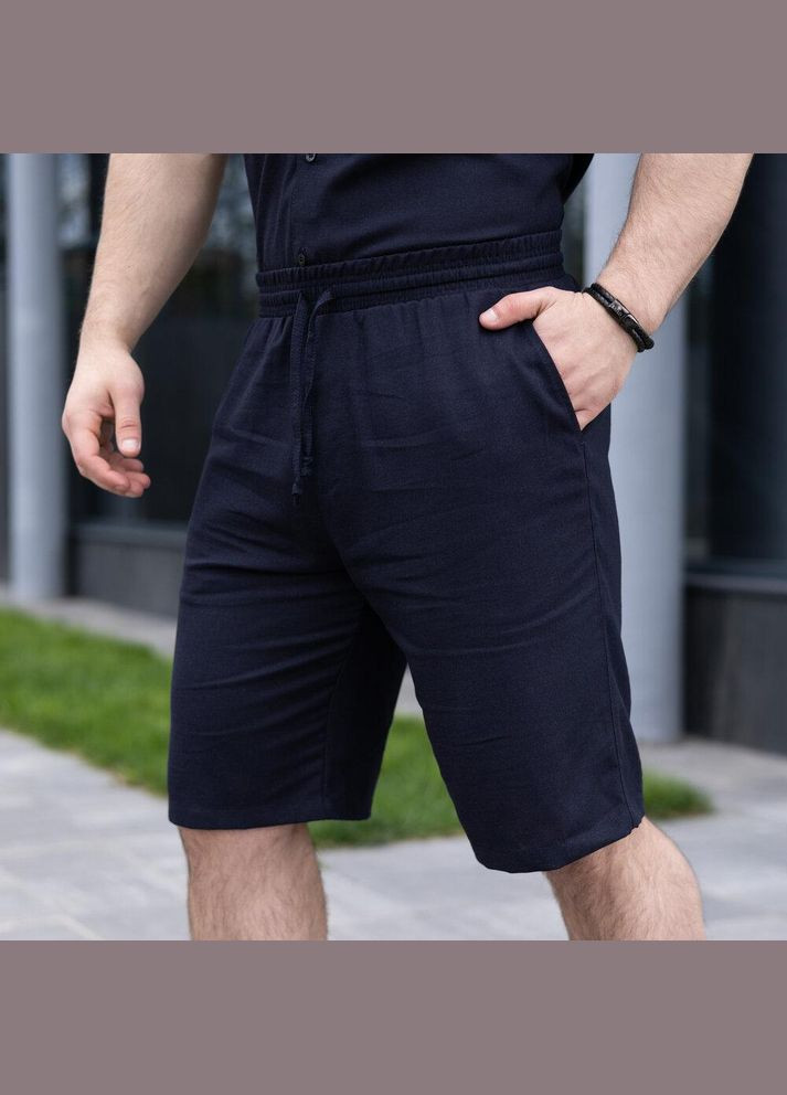 Чоловічі лляні шорти літні темно-сині No Brand (346085330)