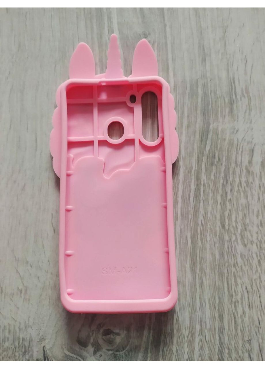 Чохол для Galaxy A21 A215 Єдиноріг рожевий з блискітками силіконовий 3d Samsung (360896812)