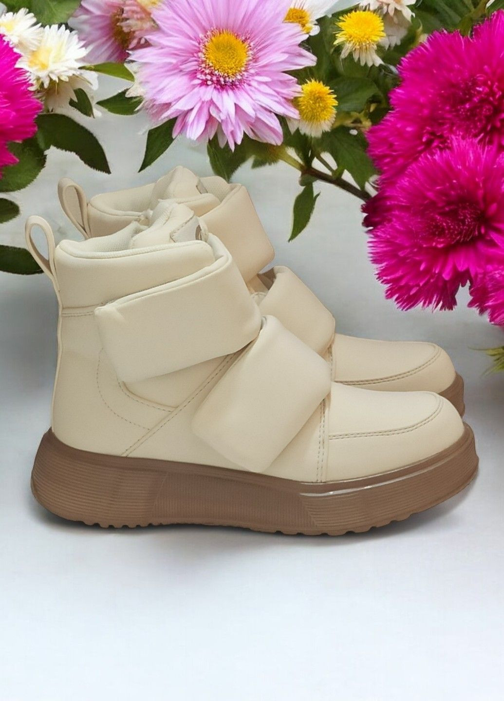 Демісезонні черевики хайтопи утеплені для дівчинки на липучках 512 бежеві Clibee (301940112)