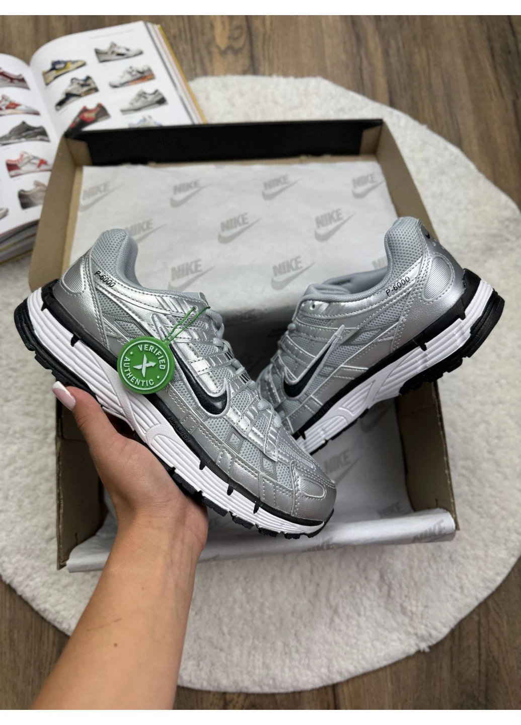 Белые летние кроссовки nike p6000 white silver black найк п-6000 No Brand