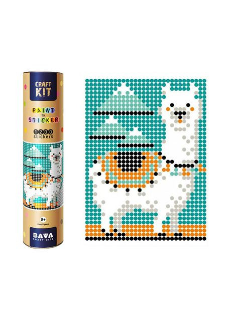 Картина по номерам стикеров в тубусе "Лама" 1200 стикеров. 1814 УМНЯШКА (302385352)