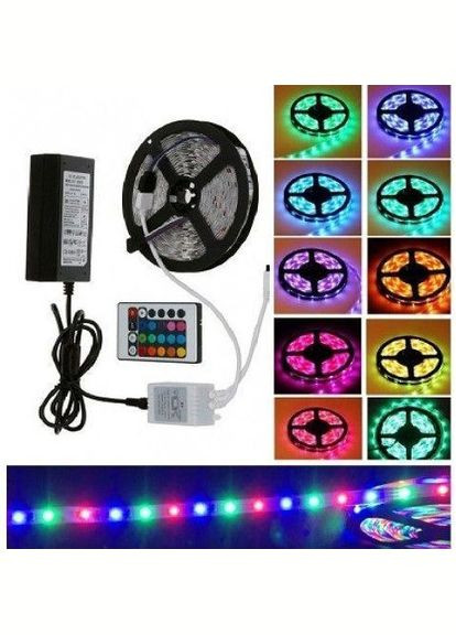 Світлодіодна LED стрічка 5м RGB 3528 у силіконі з пультом 500×1×0,4 см (1756374621) No Brand (330579006)