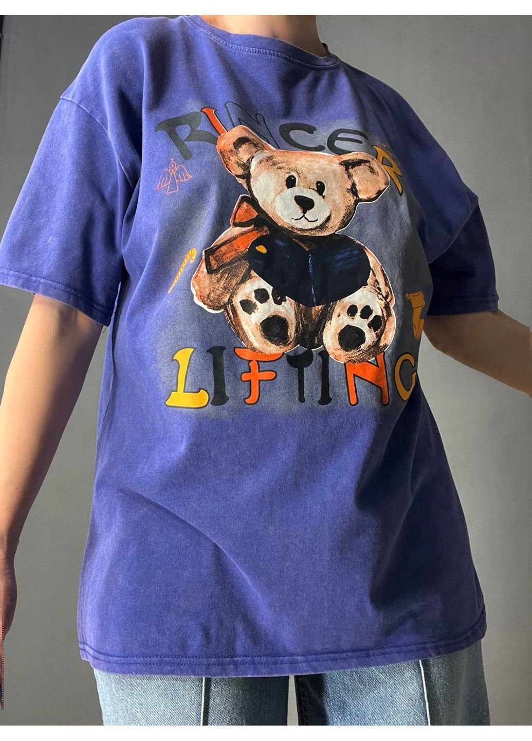 Футболка жіноча YIGOU 76 тай-дай з ведмедиком оверсайз No Brand - (329417453)
