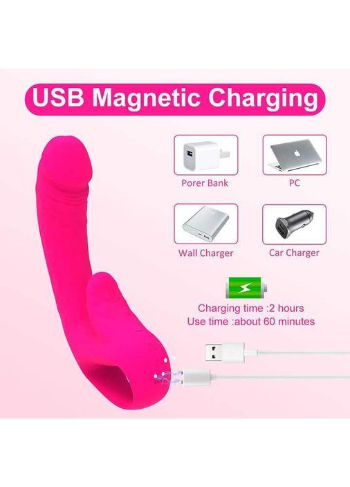 Двойной вибратор с подогревом для точки G и клитора We Love розовый No Brand (366892101)