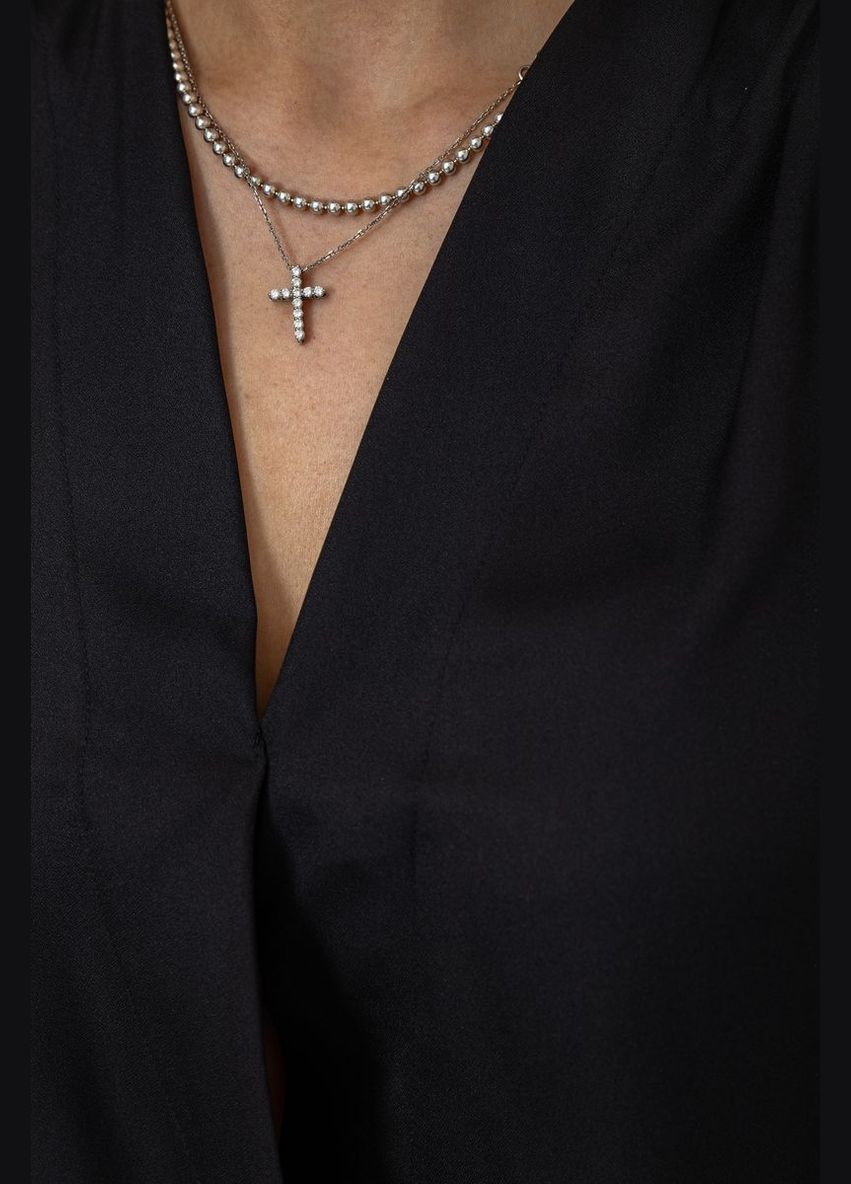 Чорна блуза без рукавів шифон, колір чорний, 244r061 Ager