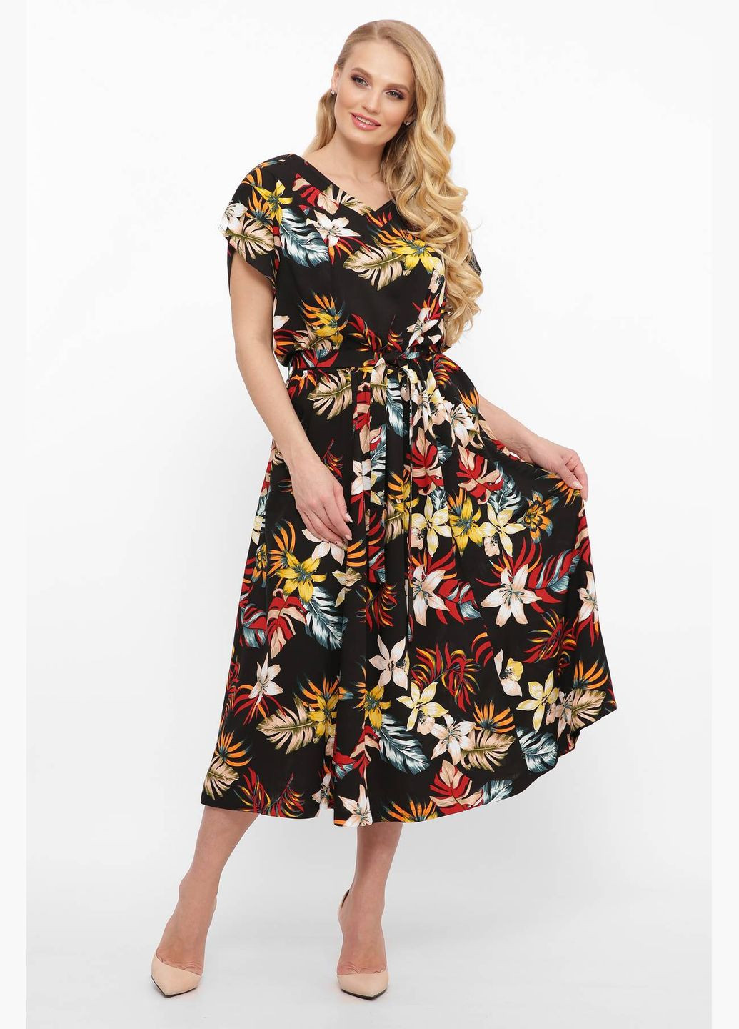 Черное откровенный летнее платье дэнс черное (цветы) 60 Tatiana