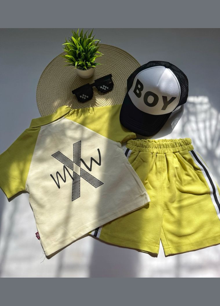 Комбінований демісезонний костюм хлопчику на літо колір салатовий 10816 No Brand