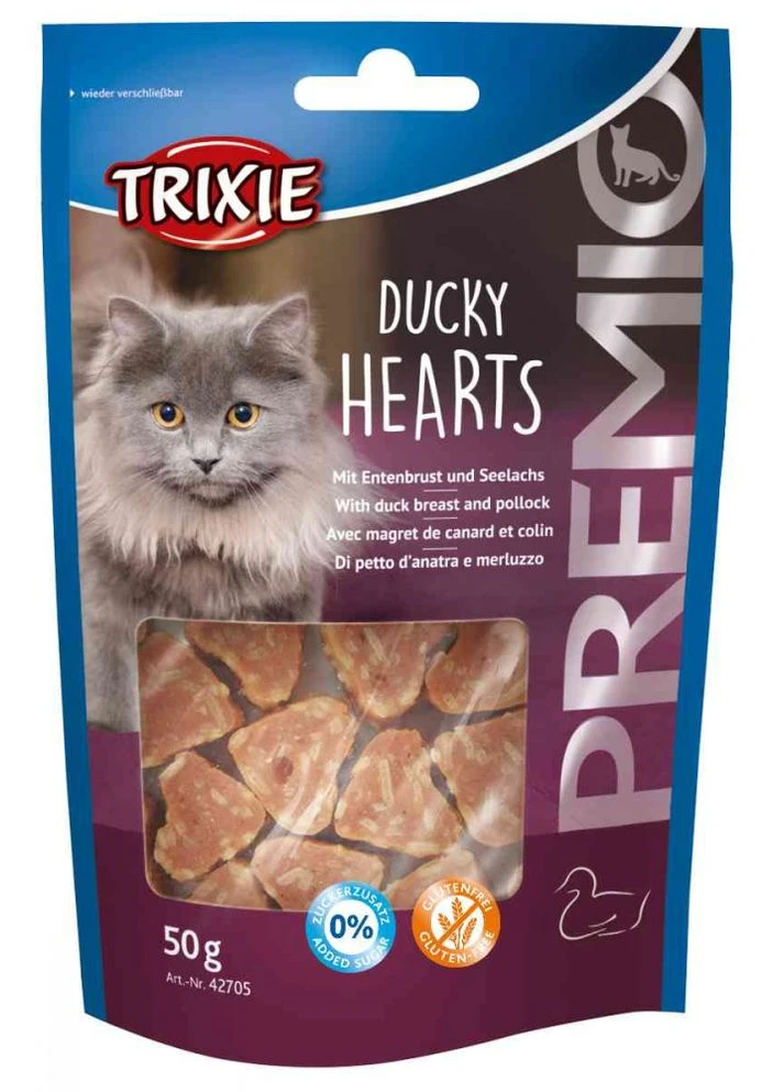 Premio Ducky Hearts-лакомство для кошек с уткой, Трикси 42705 Лакомство для кошек Premio Hearts утка и сайда, Трикси 42705 Trixie (393916804)