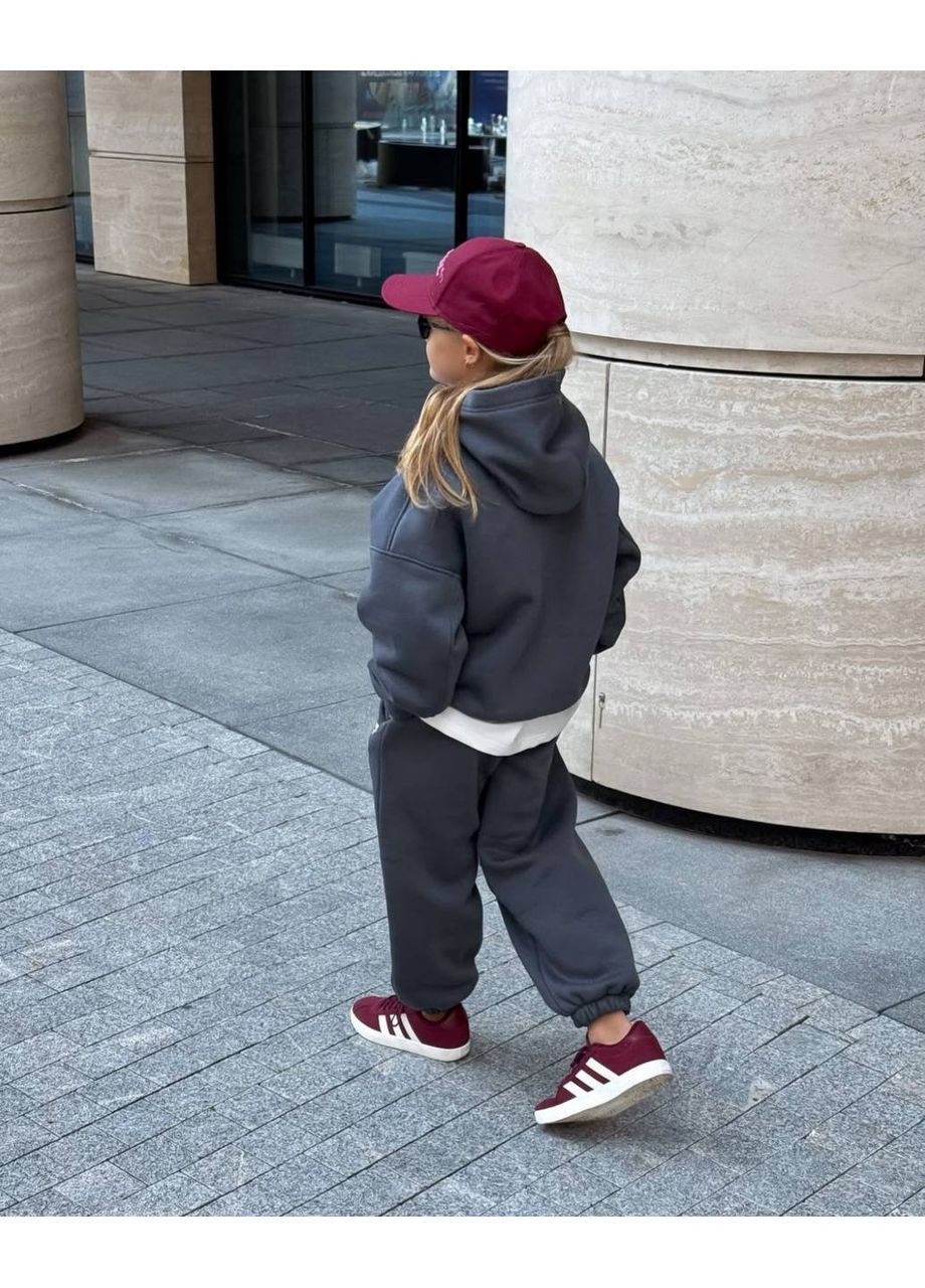 Графитовый демисезонный детский костюм с брюками и худыми брючный Adelante