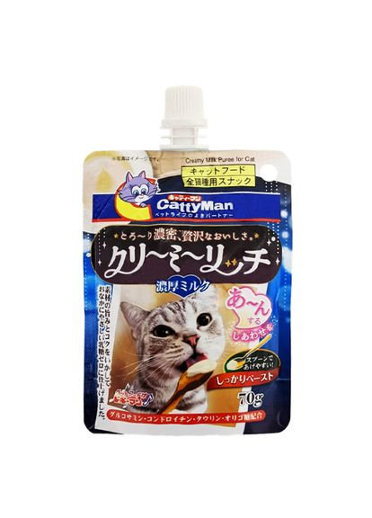 Жидкие лакомства для котов Creamy Milk сливочное пюре с молоком (82206) CattyMan (279567035)