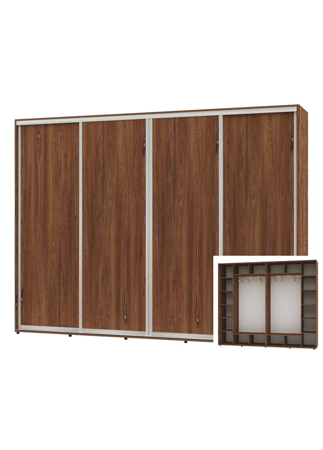 Шафа-купе чотиридверна 300*60*230 Дуб вінтаж 4 двері ДСП Алекса (360453765)