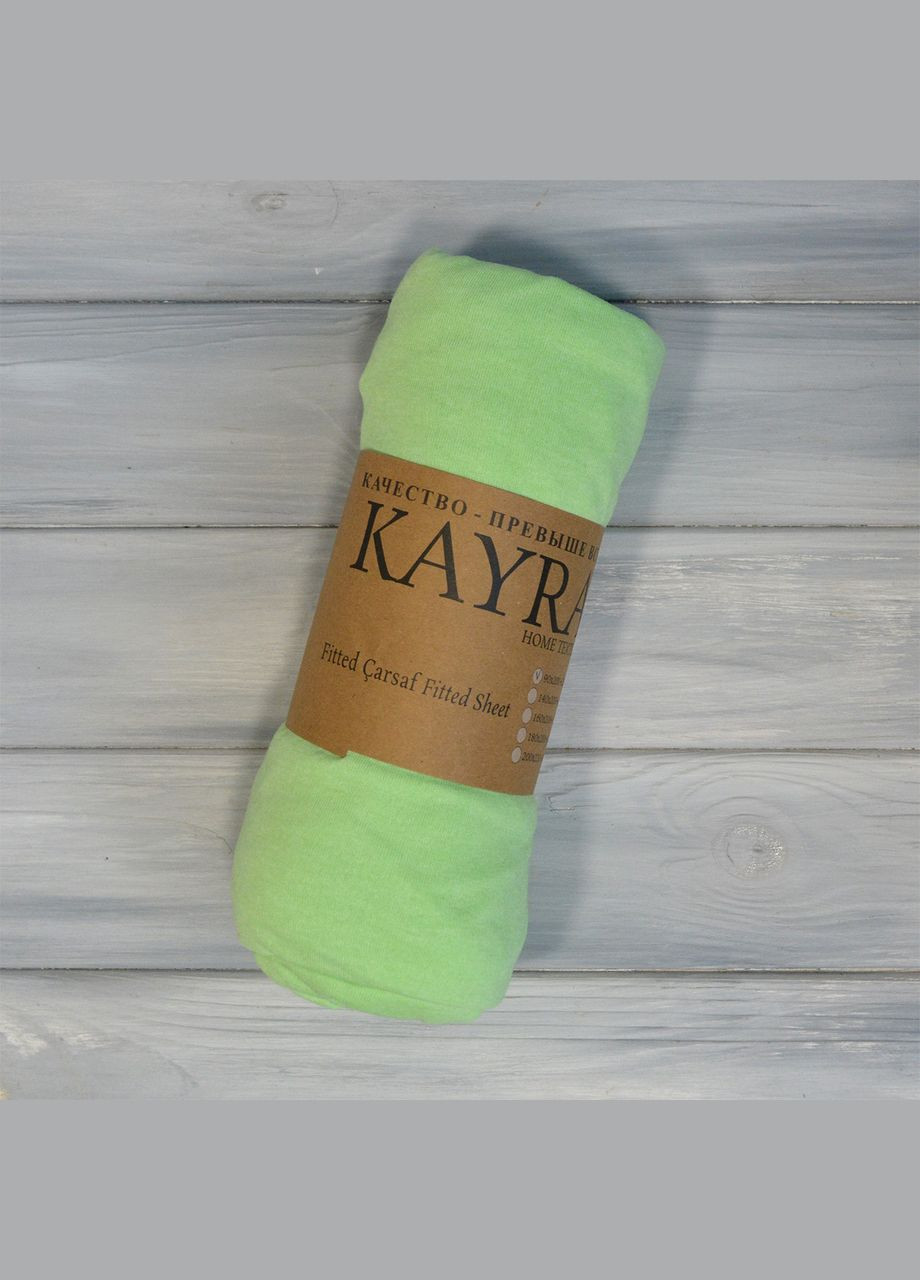Простирадло 90х200+25см трикотаж на резинці Салатове Kayra (318387585)