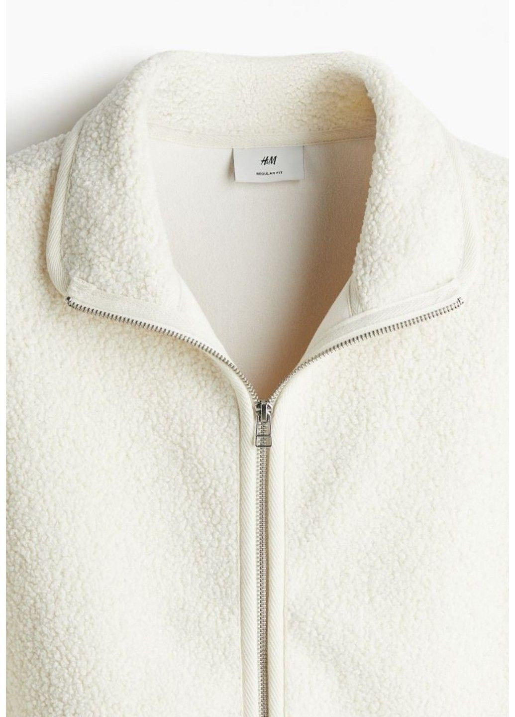 Біла демісезонна чоловіча плюшева куртка стандартного крою н&м (58011) s біла H&M