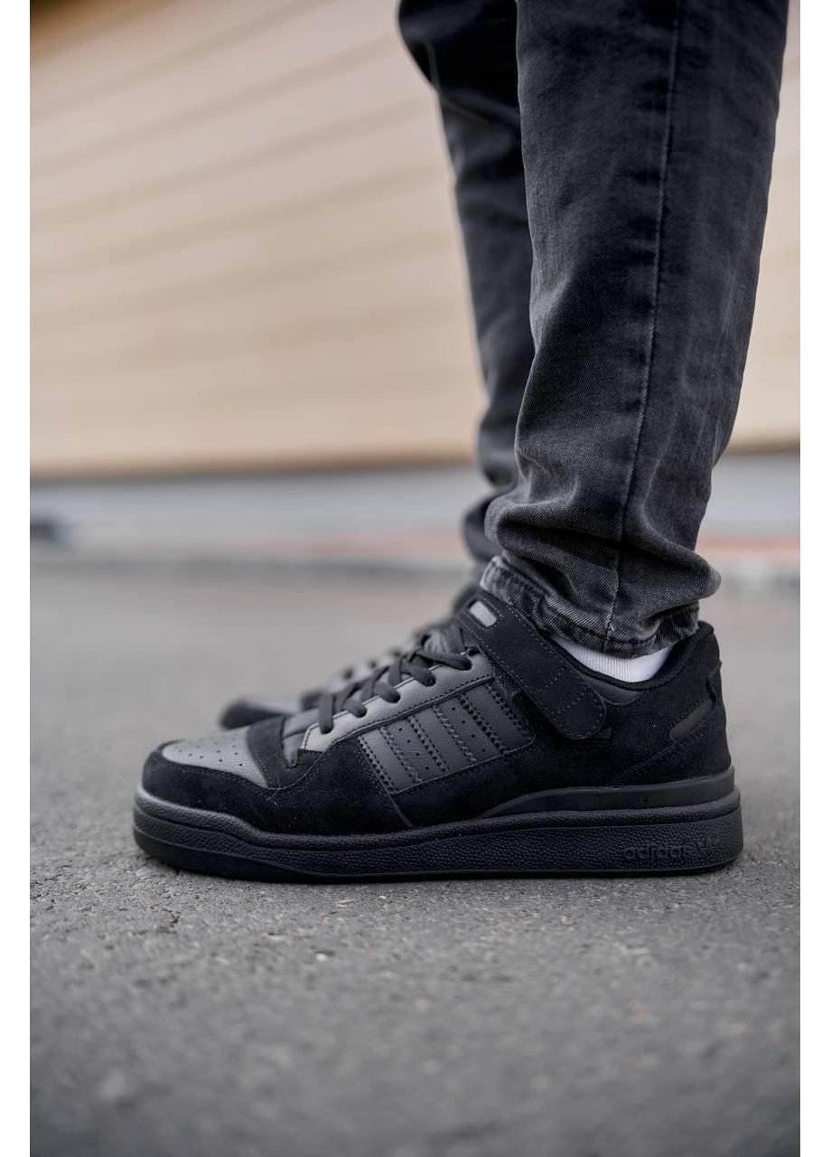 КРОССОВКИ ЖЕНСКИЕ ADIDAS FORUM LOW FULL BLACK АДИДАС ФОРУМ No Brand чёрные демисезоны (367171872)