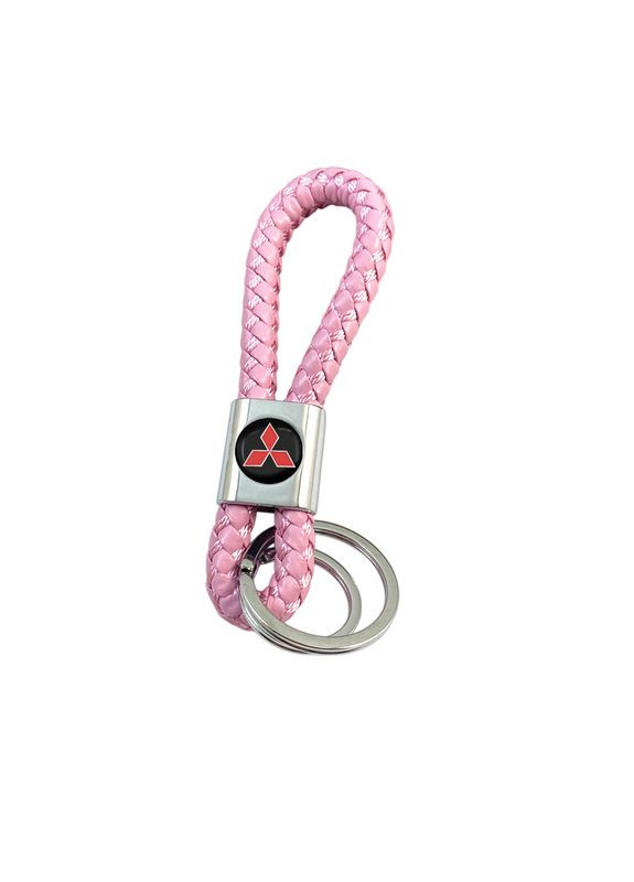 Брелок для ключей с логотипом, фурнитура ХРОМ (плетенный ремешок+2 кольца) Mitsubishi (369610422)