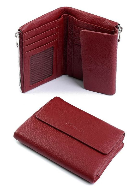 Кожаный женский кошелек красный No Brand (292920460)