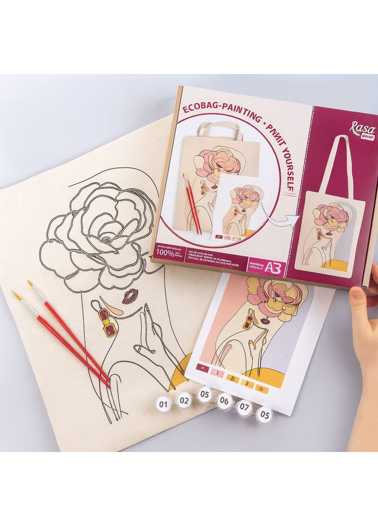 Набір екосумка-розмальовка „Floral Girl“ А3 бавовна 220 г/м2 38х42см [CD] Rosa Talent (362660347)