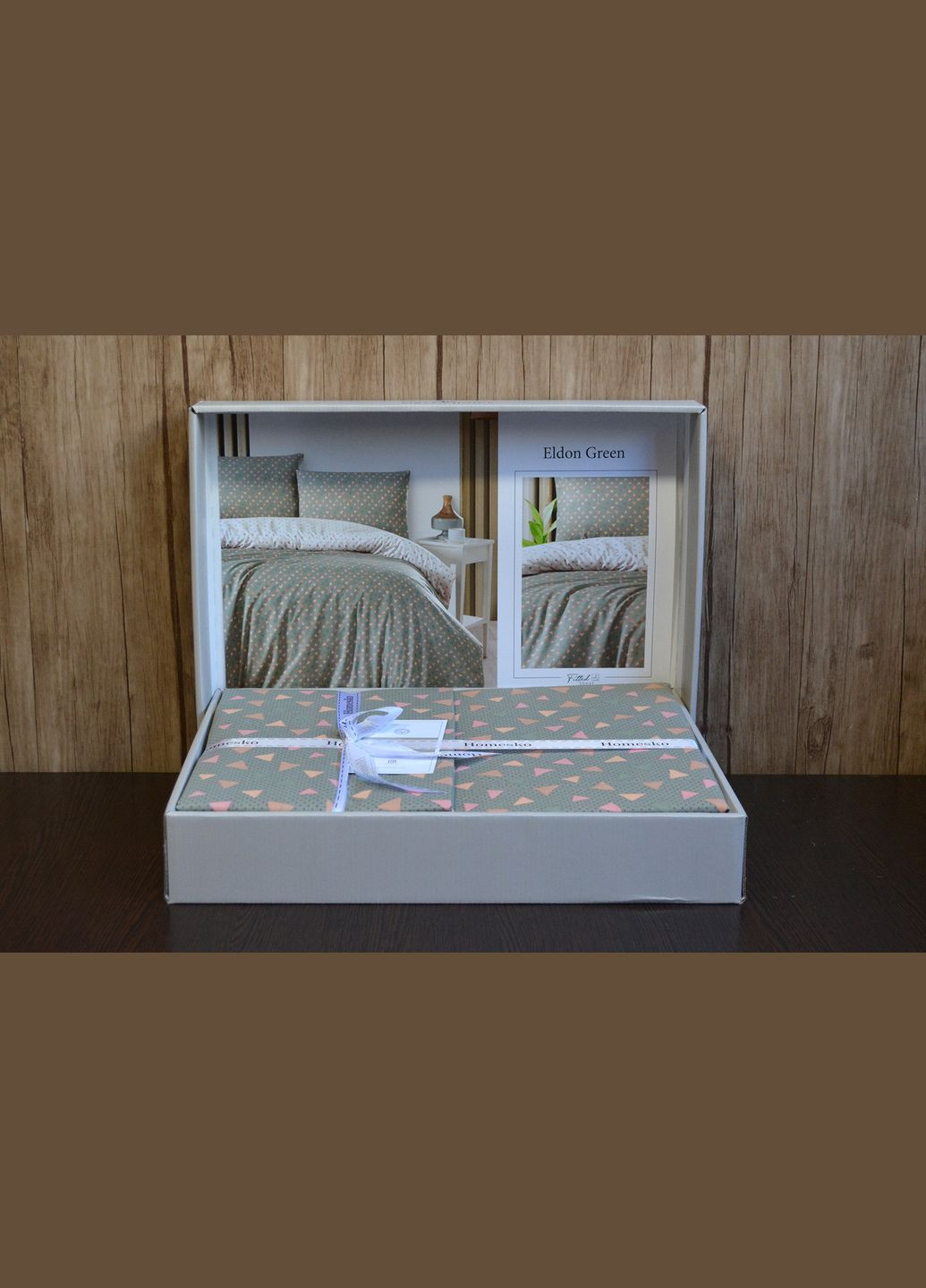 Постельное белье Homesko Ranforce семейный 160 х 220 см Eldon Green First Choice (365814788)