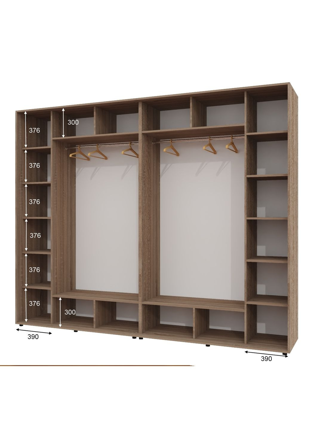 Шафа-купе чотиридверна 310*60*250 см Дуб Сонома трюфель 4 двері ДСП + Дзеркало + Дзеркало + ДСП ШК-02 Алекса (360472265)