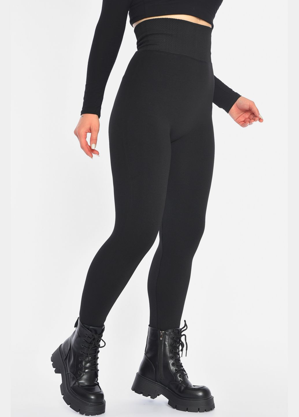 Лосини жіночі на штучному хутрі чорного кольору Let's Shop (303677968)