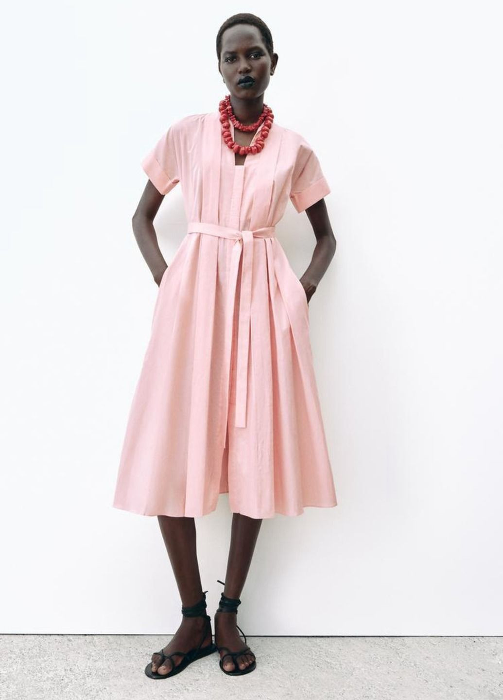 Светло-розовое праздничный, коктейльное, повседневный, вечернее, кэжуал, деловое, пляжное платье Zara