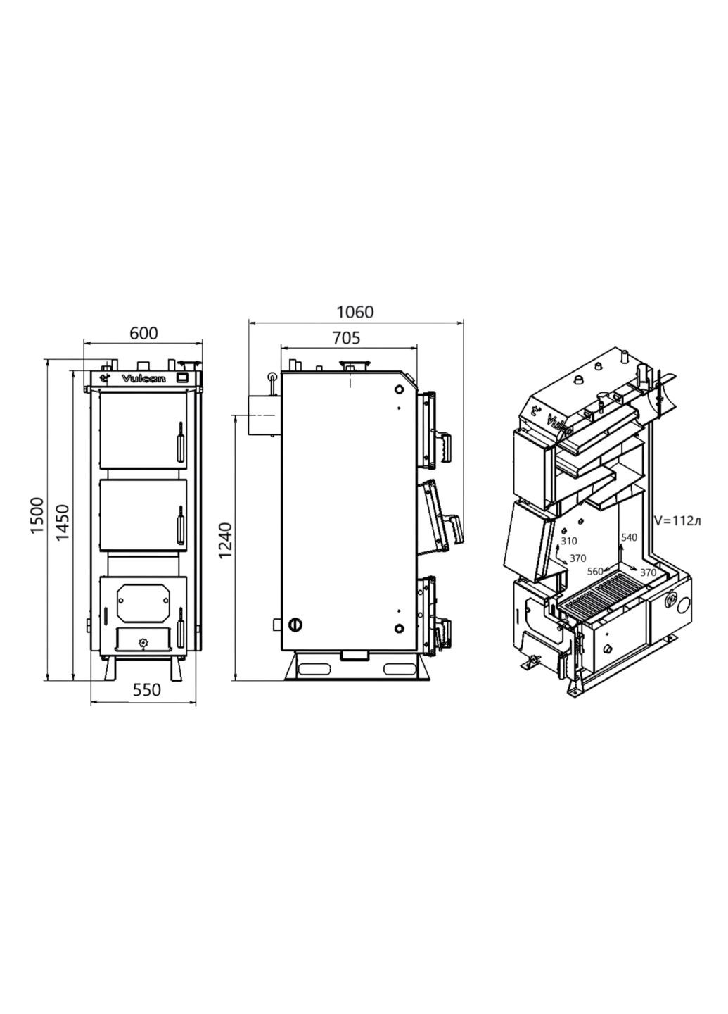 Котел твердотопливный стальной Vulcan V 5.0 SF 27 Thermo Alliance SF27 (341326711)