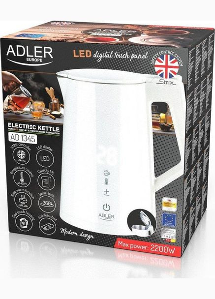 Чайник электрический AD-1345-white 1.7 л белый Adler (364101100)
