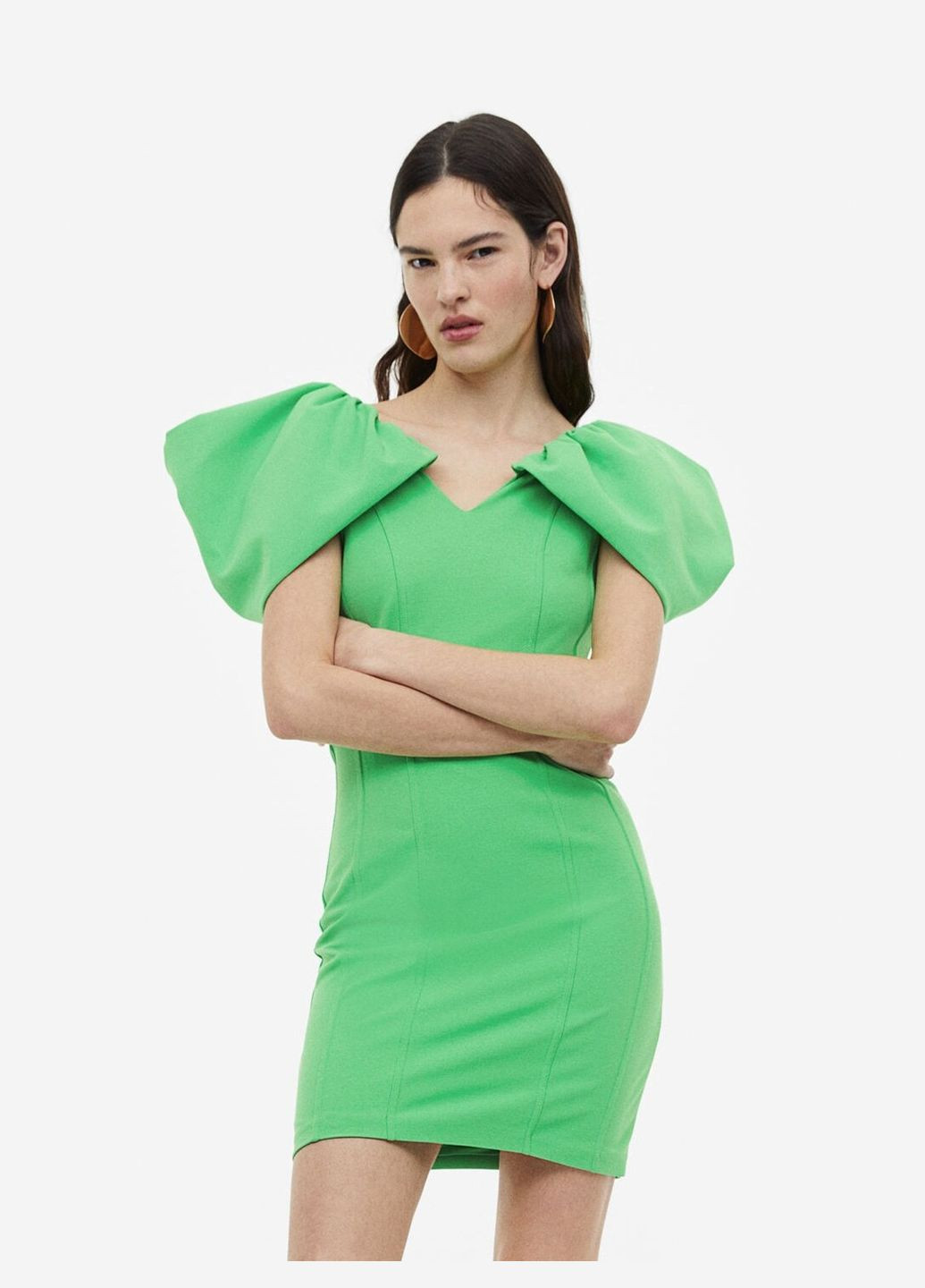 Зеленое кэжуал платье H&M однотонное