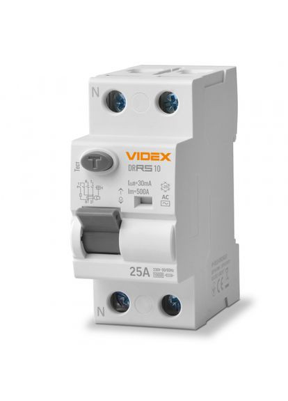 Диференційне реле RESIST АС 2п 30мА 10кА 25А (VF-RS10-DR2AC25) Videx (305754276)