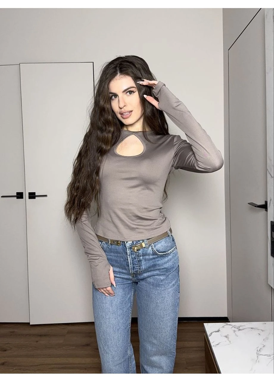 Жіночий лонгслів з вирізом (like17950) Like fashion (388850854)