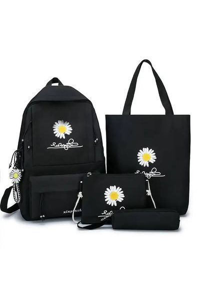 Комплект 4:1 рюкзак сумка пенал косметичка сумка на плече чорний для дівчат No Brand Рюкзак (362503046)