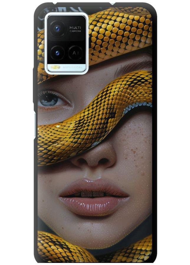 TPU черный чехол 'Объятия змеи' для Endorphone Vivo Y21 (289529867)