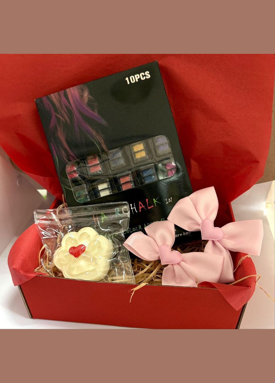 Подарочный набор для девочек (мело для волос, таба лапка, бантики) No Brand (333163800)