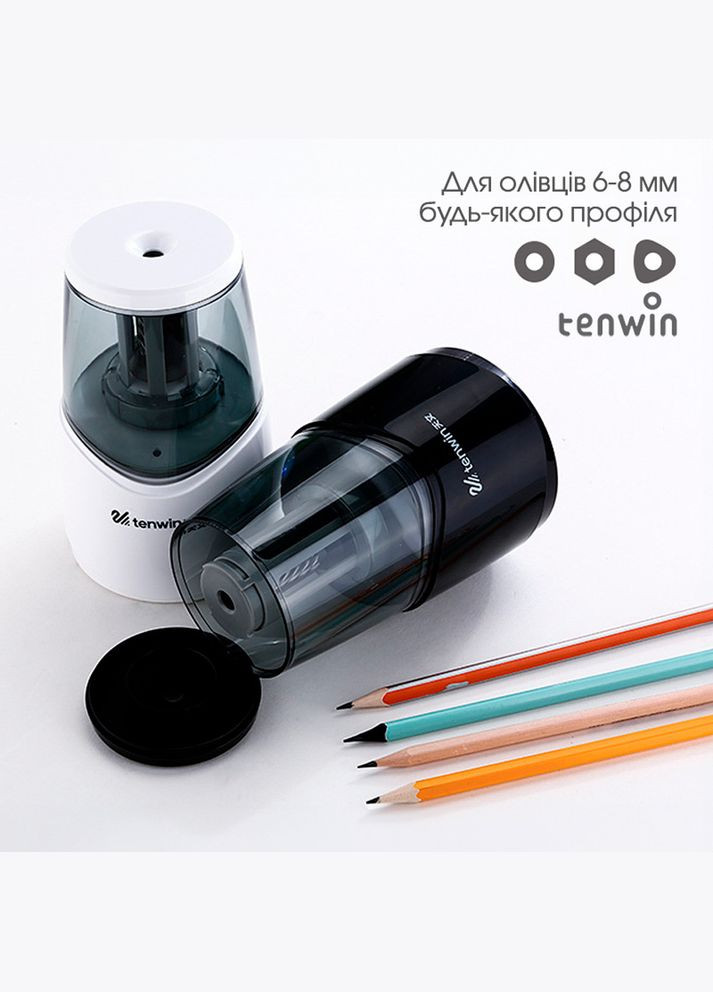 Точилка для олівців електрична Tihoo 8010 ( ) акумуляторна, біла Tenwin (327041781)