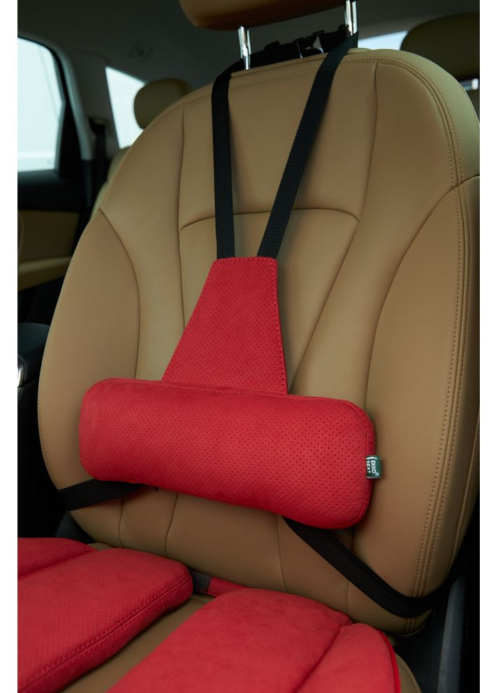 Топовий комплект з натуральної алькантари Еврофіксація 2. Червоний. AV-1AL2EF-501 Ekko Seat (353718727)