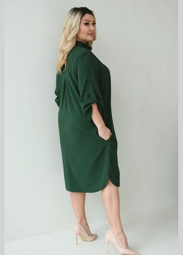 Зелена жіноча сукня-сорочка колір пляшка р.50/52 454582 New Trend