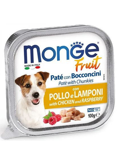 Вологий корм для собак Dog Wet Fruit курка з малиной 0.1 кг (000025662) Monge (366653092)