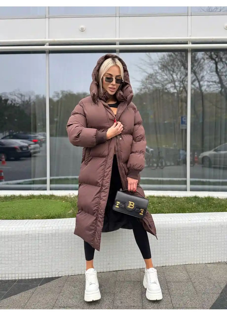 Коричневый зимний Пуховик No Brand