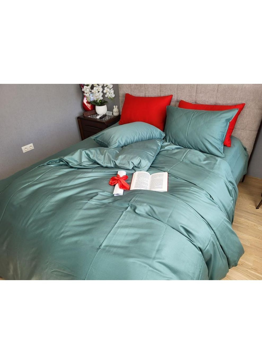 Постільна білизна з резинкою Гірський туман, сатин PREMIUM Двухспальний розмір, наволочки 70/70 No Brand (364219670)