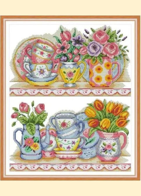 Набор для вышивания по нанесённой на канву схеме "The vase on the shelf". AIDA 14CT printed, 36*43см Joy Sunday (313614250)