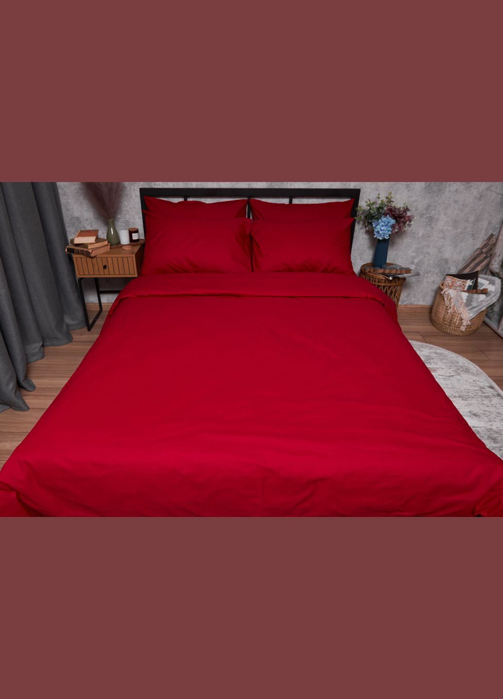 Комплект постельного белья Бязь Gold Люкс семейный 143х210х2 наволочки 2х40х60 (MS-820003140) Moon&Star Cherry Red (288043979)