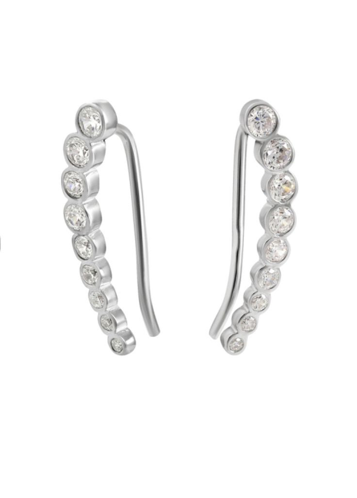 Срібні сережки каффи в Білих каменях срібло 925 проби Родоване лк0308р 1.66г Nobrand (364653487)