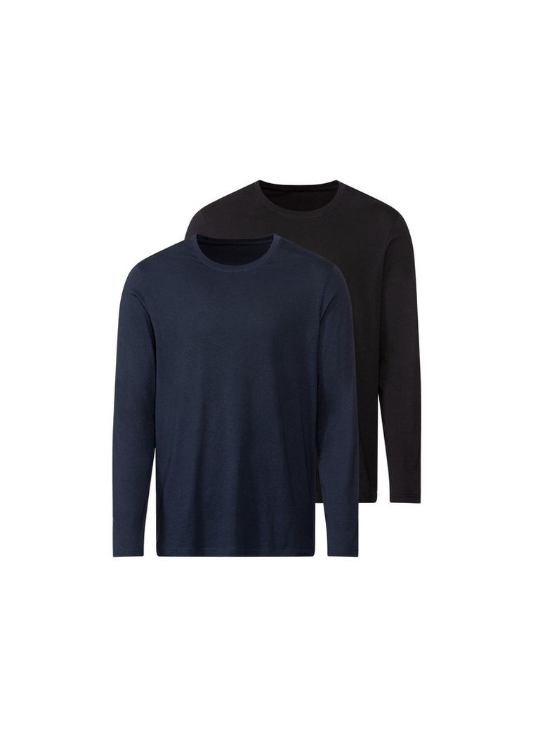 Футболка-лонгслів набір 2 шт. для чоловіка LIDL 436235 Різнобарвний Livergy однотонний комбінований повсякденні бавовна, трикотаж